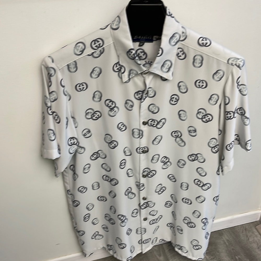 Mens designer GG logo microfiber s/s shirt